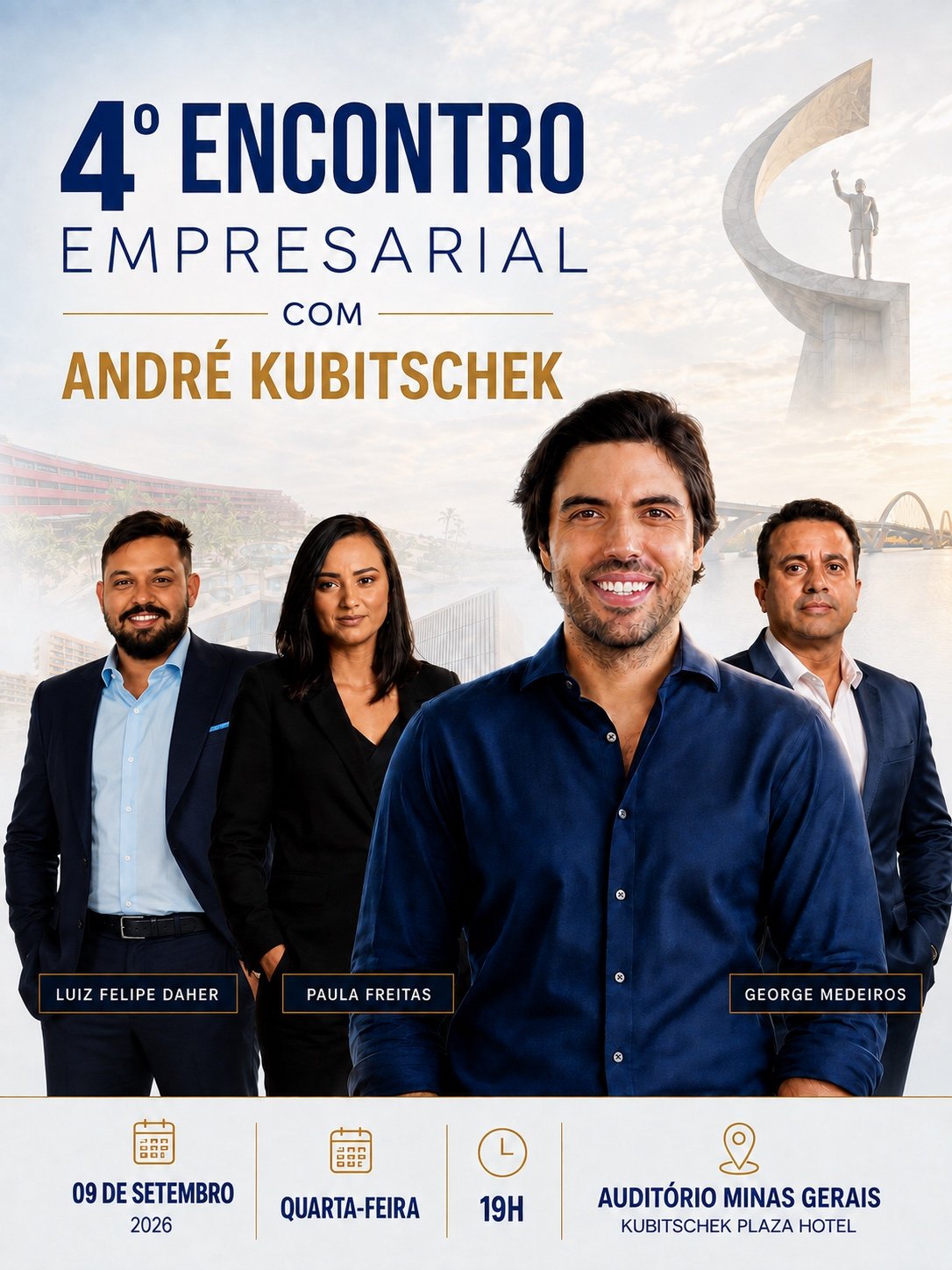 Luiz Felipe Daher, Paula Freitas, André Kubitschek e George Medeiros, realizadores do 4º Encontro Empresarial