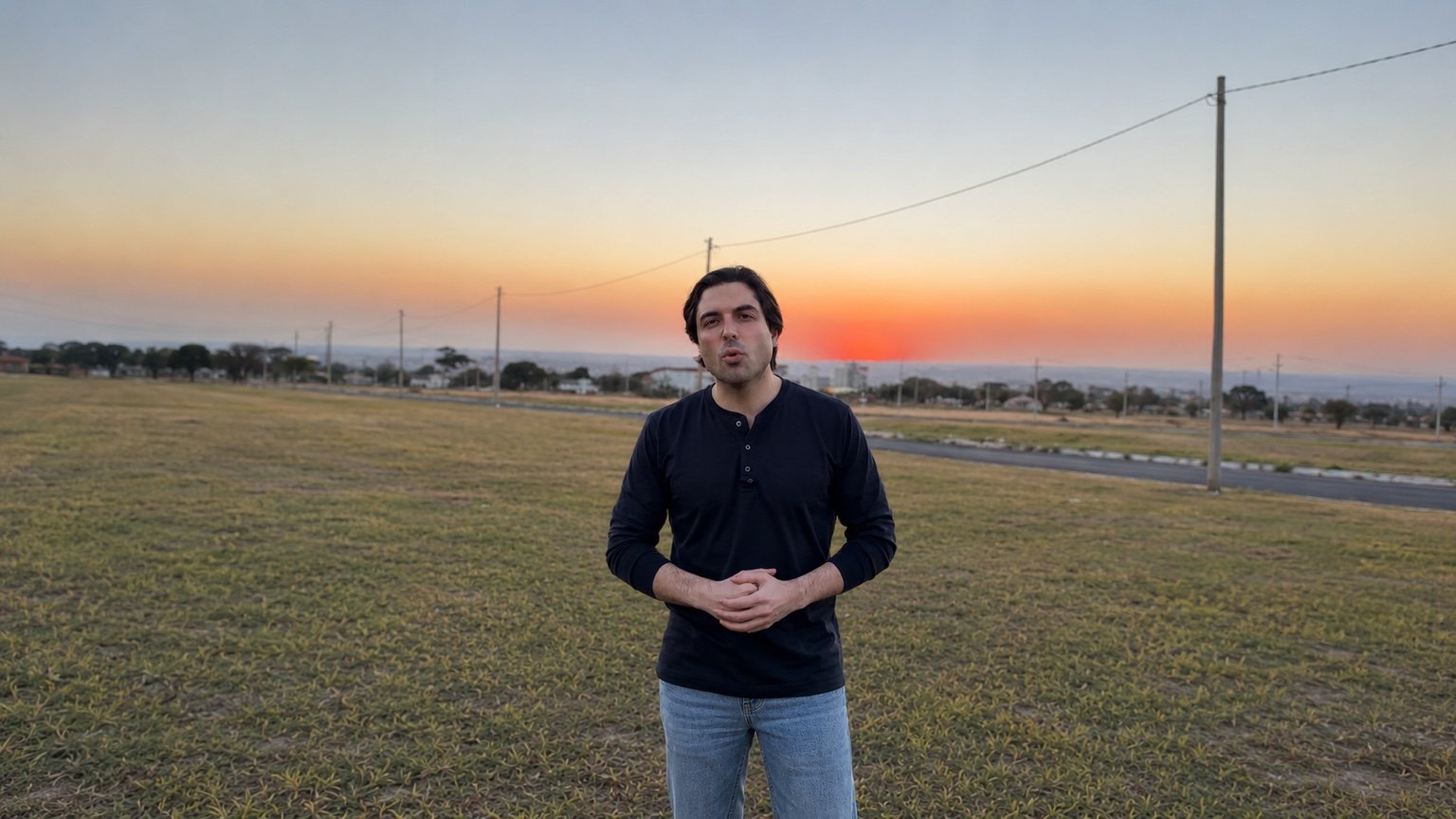 André Kubitschek em área de Samambaia durante gravação sobre o novo empreendimento.